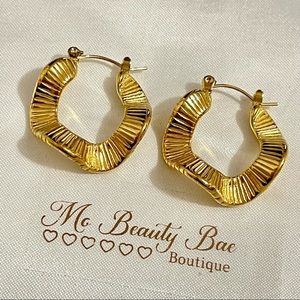 Gold Ripple Hoops
